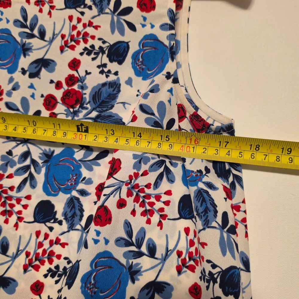 Tommy Hilfiger Floral Print Sleeveless Blouse Blue Red White Medium - Picture 5 of 8